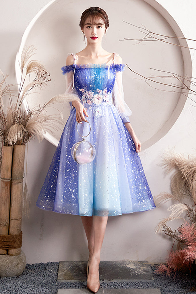 Princess Long Sleeves Floral Lace Tulle Short Prom Homecoming Dresses, Lwt Dress Princess Long Sleeves Floral Lace Tulle Short Prom Homecoming Dresses, Lwt Dress