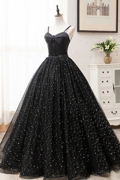 Shiny Sequins Sweetheart Neck Black Long Prom Dresses, Open Back Black Formal Dresses, Black Evening Dresses