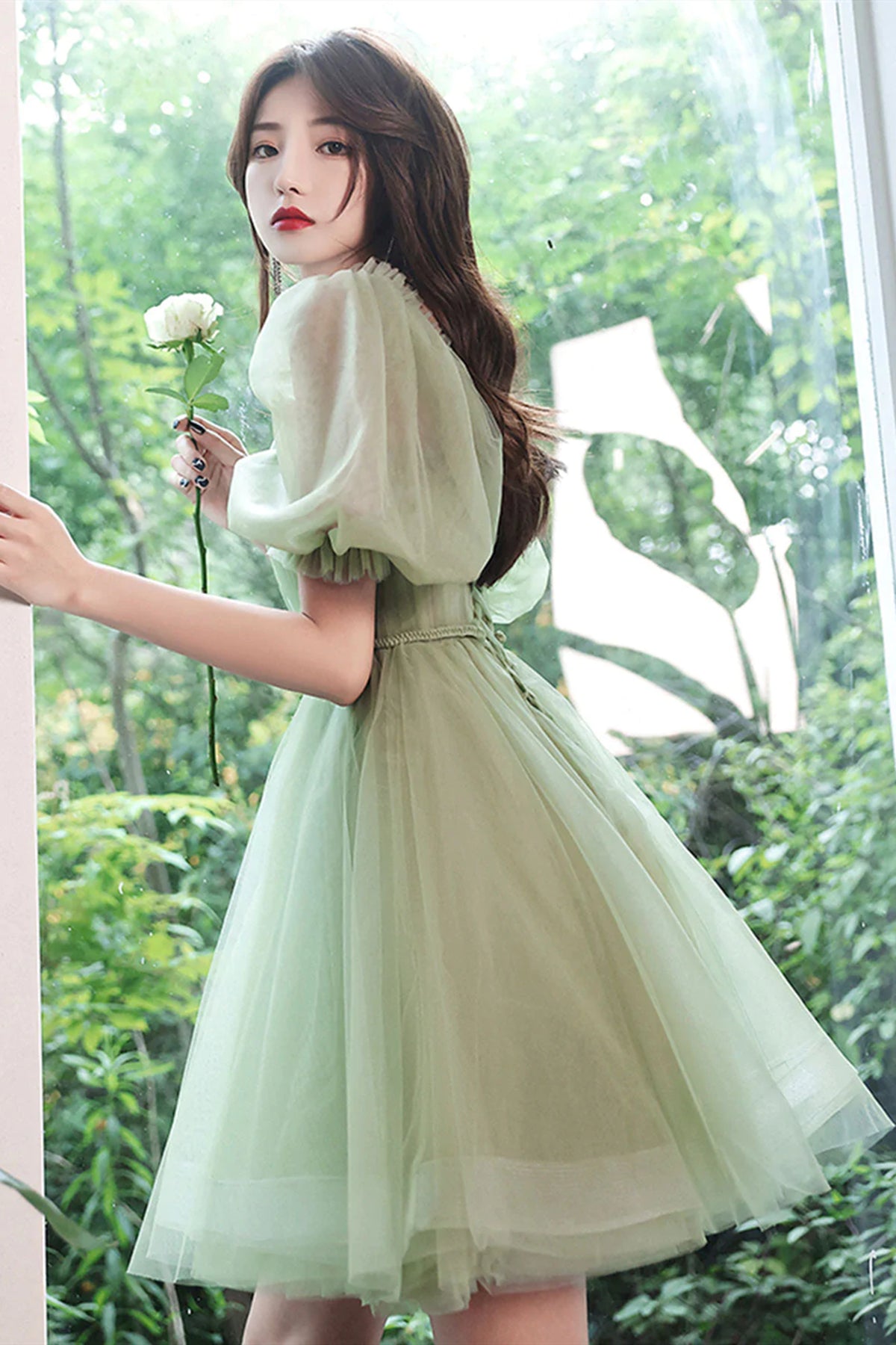 Short Green Tulle Prom Dresses, Green Tulle Short Graduation Homecomin –  Lwt Dress