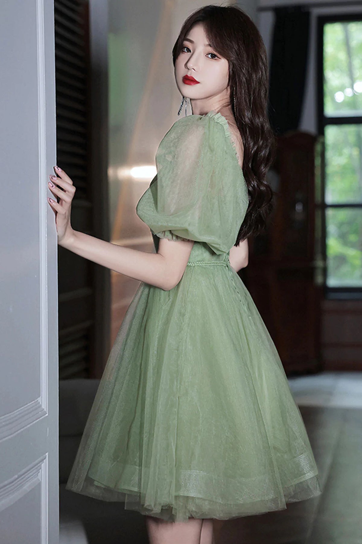Short Green Tulle Prom Dresses, Green Tulle Short Graduation Homecomin –  Lwt Dress