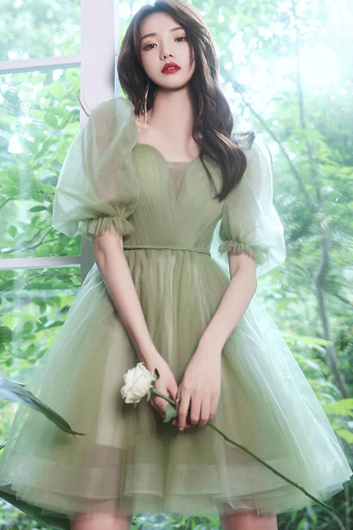 Short Green Tulle Prom Dresses, Green Tulle Short Graduation Homecomin Lwt Dress Short Green Tulle Prom Dresses, Green Tulle Short Graduation Homecomin Lwt Dress