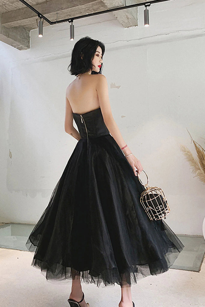 Simple Tea Length Black Prom Dresses, Black Tea Length Formal Homecomi Lwt Dress Simple Tea Length Black Prom Dresses, Black Tea Length Formal Homecomi Lwt Dress