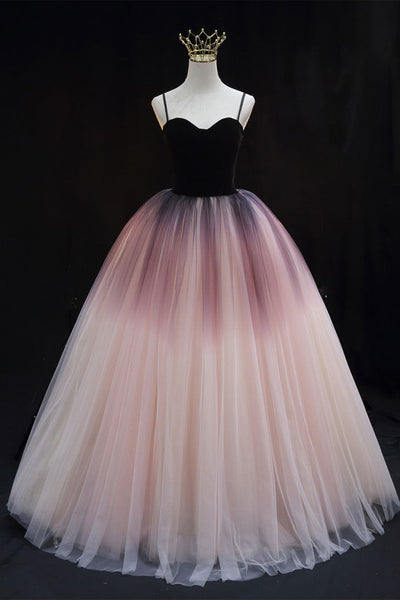 Sweetheart Neck Ombre Tulle Long Prom Dresses, Ombre Ball Gown, Ombre Formal Evening Dresses WT1046