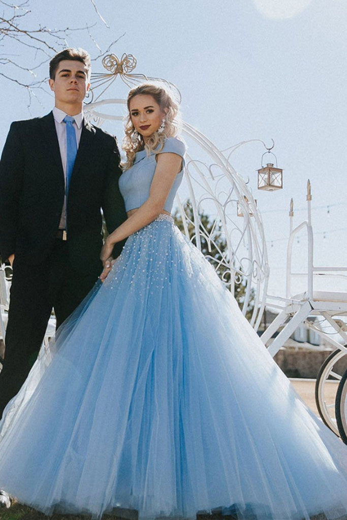 2 piece prom dress off the shoulder Two Piece Long Dress With Off The Shoulder Top