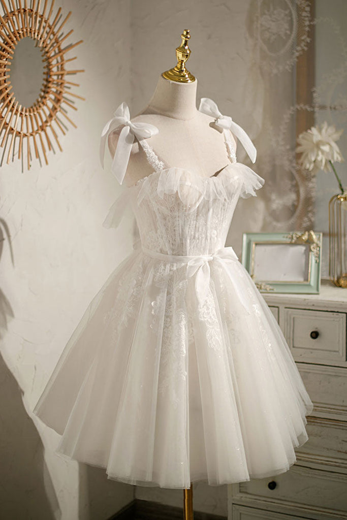 White Tulle Open Back Short Lace Prom Dresses, White Lace Homecoming D Lwt Dress White Tulle Open Back Short Lace Prom Dresses, White Lace Homecoming D Lwt Dress