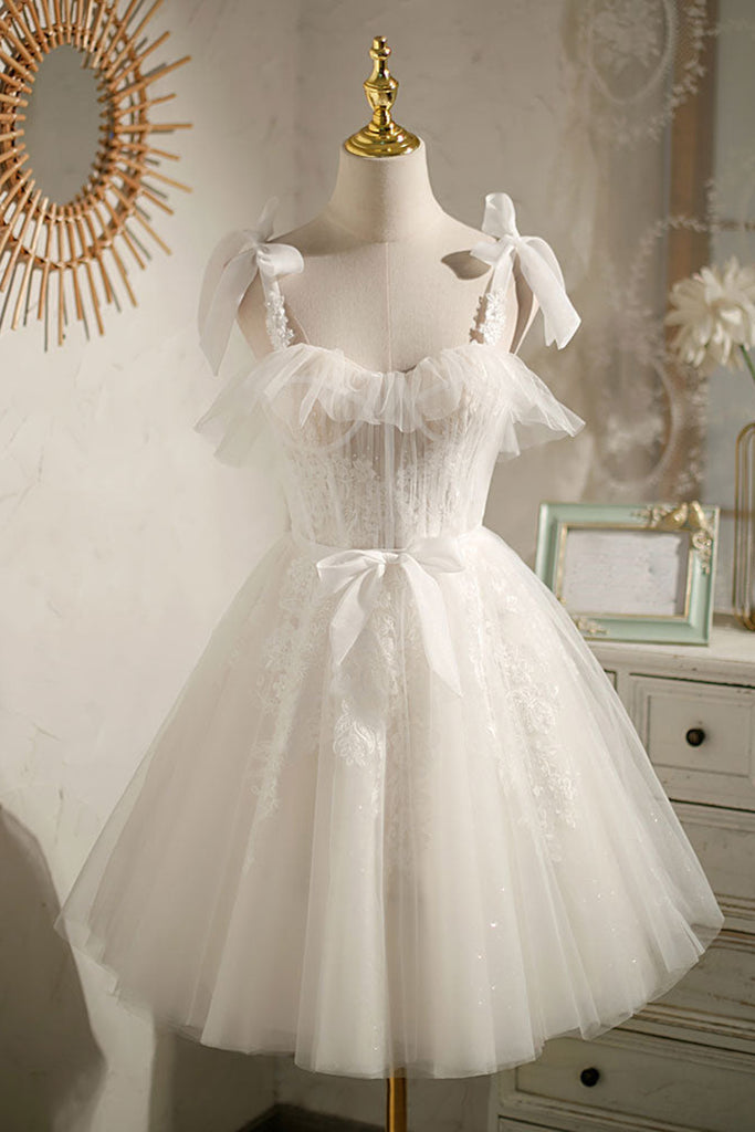 White Tulle Open Back Short Lace Prom Dresses, White Lace Homecoming D Lwt Dress White Tulle Open Back Short Lace Prom Dresses, White Lace Homecoming D Lwt Dress