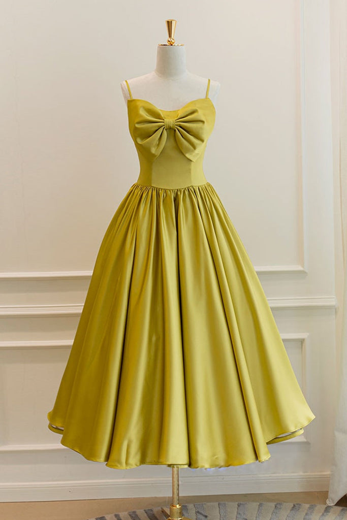 yellow satin dresses Yellow Satin Open Back Short Prom Homecoming Dresses, Open Back Yellow – Lwt Dress
